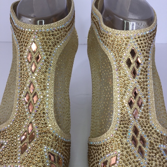 Pierre Dumas Gold Mesh heels with rhinestones - Picture 6 of 10